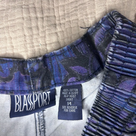 Blassport Vintage 90s high-waist stretchy blue floral pants. - Picture 3 of 3